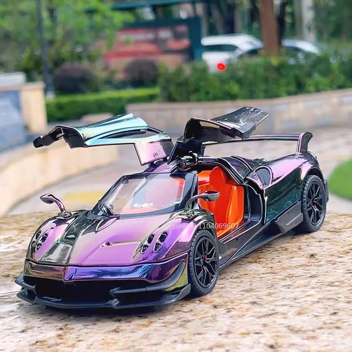 1:24 Huayra BC 720S بالكهرباء لعبة مجسمة السيارات الخارقة سبيكة دييكاست التراجع الأبواب مفتوحة الصوت ضوء جمع السيارات الرياضية