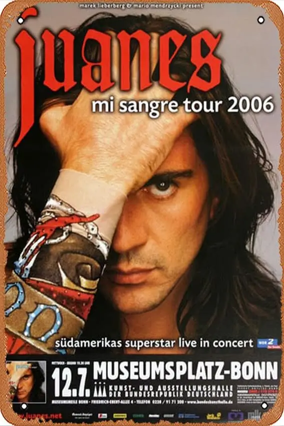 Juanes - Mi Sangre, Bonn 2006 - Konzertplakat Plaque Poster Metal Tin Sign ; Vintage Retro Wall Decor