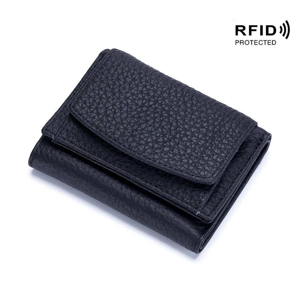 Nieuwe Vrouwen Echt Lederen Portemonnees Vrouwelijke Koeienhuid Portefeuilles Dame Kleine Broekzak Rfid Kaarthouder Mini Geldzak Draagbare Clutch