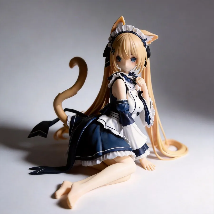 

13cm VTuber Hanazono Serena Maid Cat Style Figure Computer Case Decoration Anime Peripheral Collection