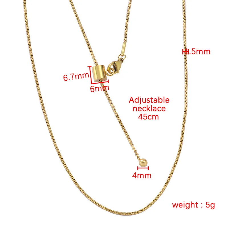 10Pcs/Lot Adjustable Stainless Steel Box Chain Slider Necklace Making With Stopper Beads DIY Jewelry Handmade Accessories