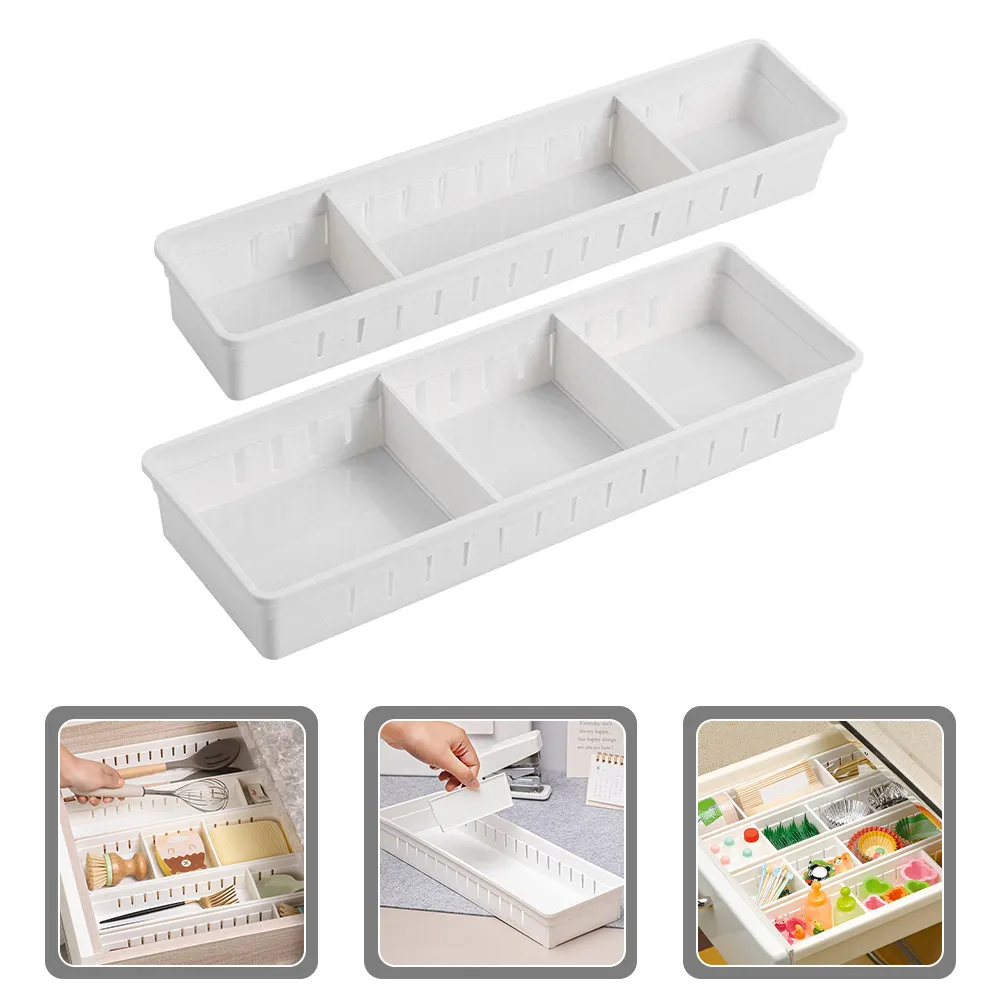 

Набор из 2 органайзеров для хранения с разделителями, пластиковые выдвижные ящики для косметики, для туалетного столика, кухни, ванной, рабочего стола