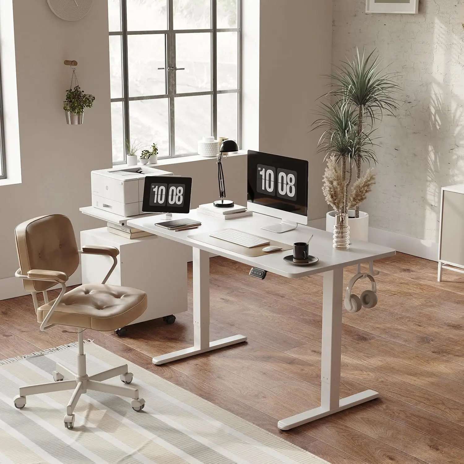 Height Adjustable Electric Desk 40 x 24 Inches Ergonomic Home Office Computer Workstation White Splice Board
