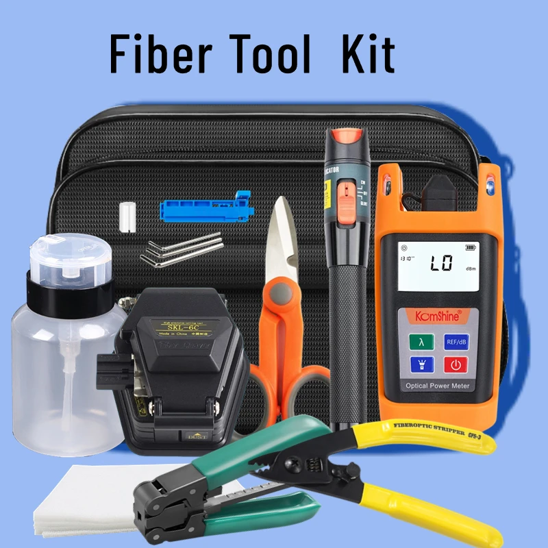 Fiber Tool Kit Fiber Optical 10mw Power Meter 10mW VFL with FTTH Cleaver FC-6S/SKL-6C FTTH CFS-3 Three-port stripper Shears Tool