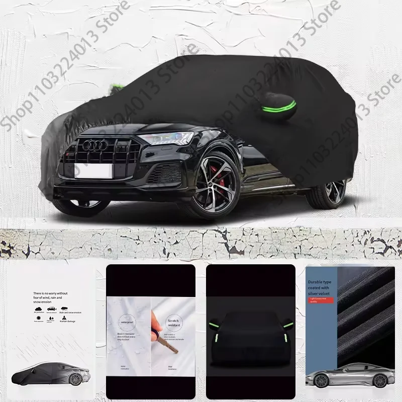 

For Audi SQ7 Fit Outdoor Protection Full Car Covers 210T Snow Cover Sunshade Waterproof Dustproof Exterior Car cover Black