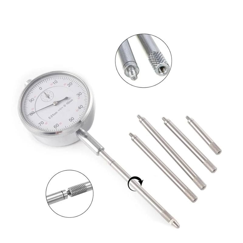 6Pcs Dial Indicator Extension Stem Rod Set M2.5 Thread,10-100Mm Extend Rod,Measurement For Dial & Digital Indicators