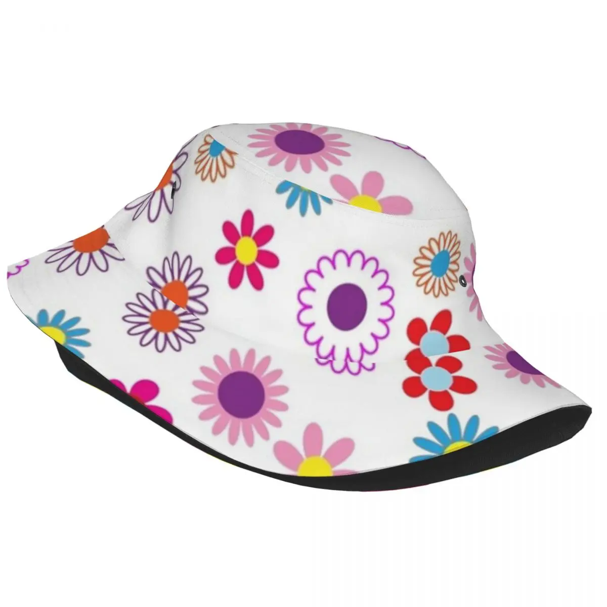 Colorfui Flower Bucket Hat Y2k Desgin Harajuku Fisherman Caps Personality Fishing Sun Hats For Couple Trendy Design Cap