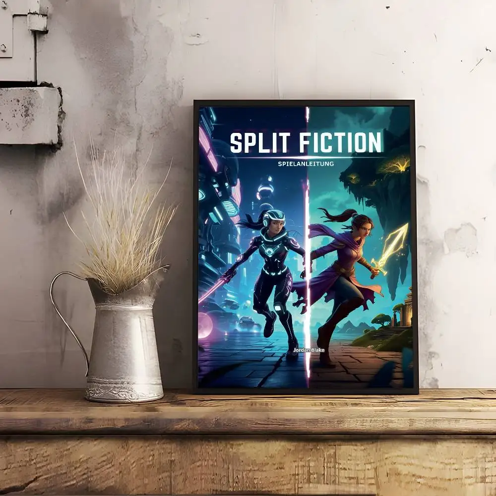 1PC S-Split Fiction GAME Poster Self-Adhesive Wall Art for Living Room Bedroom No Fade Modern Home Decor Stickers