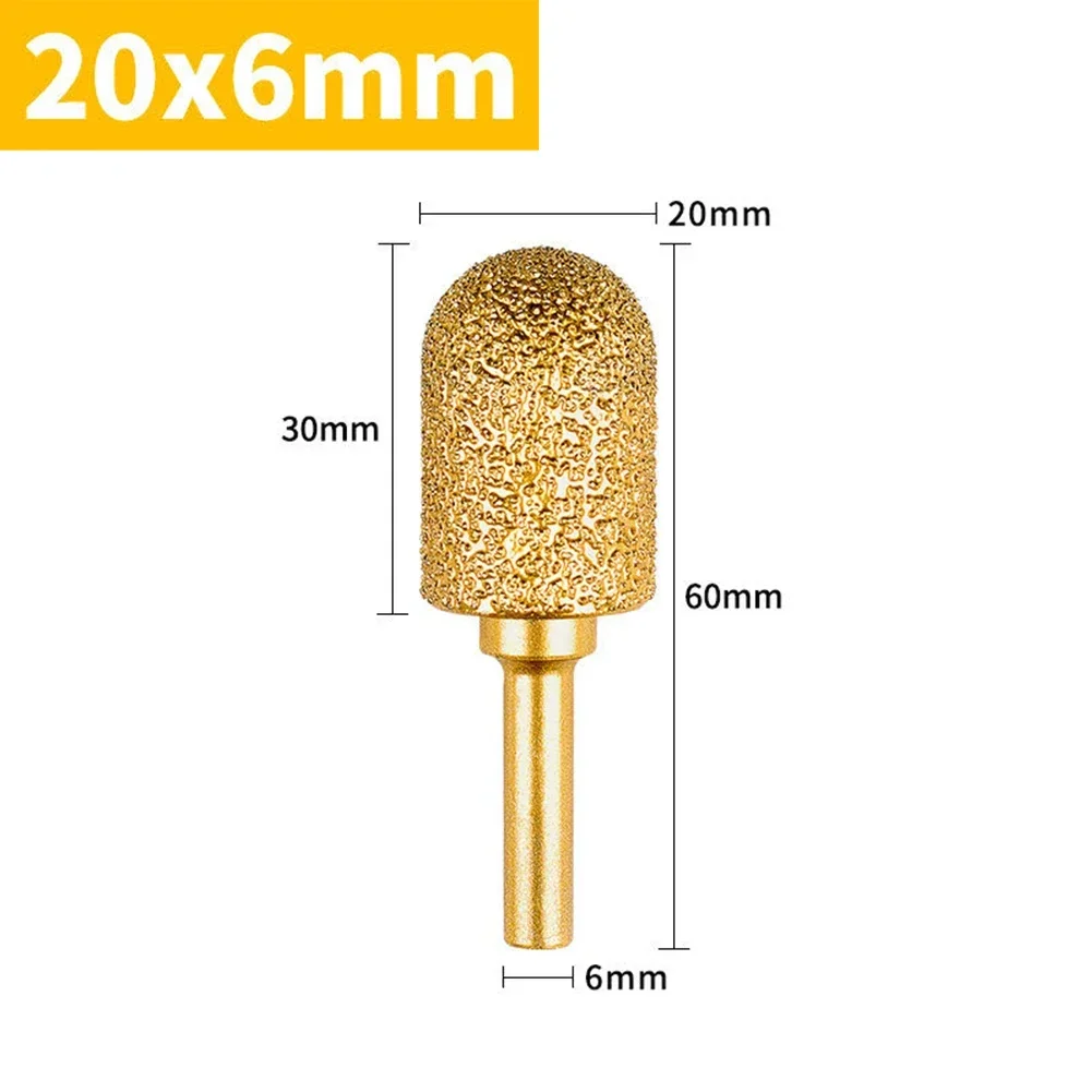 1pc 8-25mm Diamond Burr Tools Drill Grinding Head For Metal Engraving Polishing Cylindrical Round Head Rotary File Power Tools