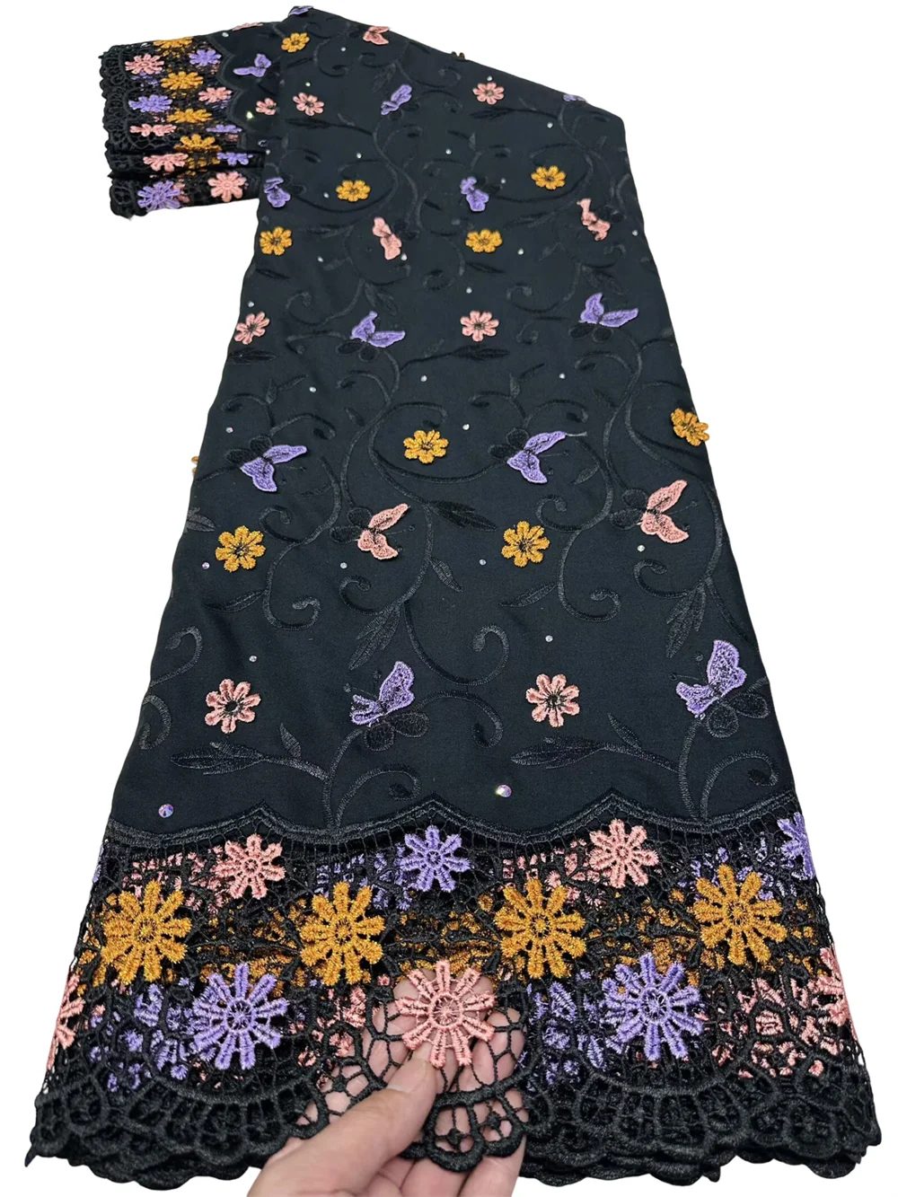 

African Soft Cotton Stones Voile Swiss Lace 3D Applique Flower Nigerian Wedding Dress New Water Soluble Fashion From Switzerland
