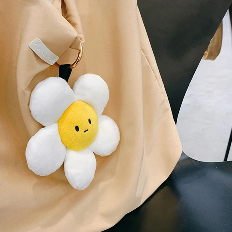 1PC Plush Keychains Cute Sun Flower Car Key Chain New Sunflower Plush Keychain Women Ladies Bag Pendant Accessories Keyring Gift