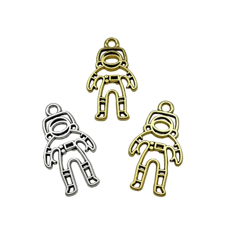 14*26mm Cute Hollow Robot Pendant Beaded Bracelet Necklace Earrings Jewelry Amulet DIY Alloy Accessories Tibetan Silver Gold