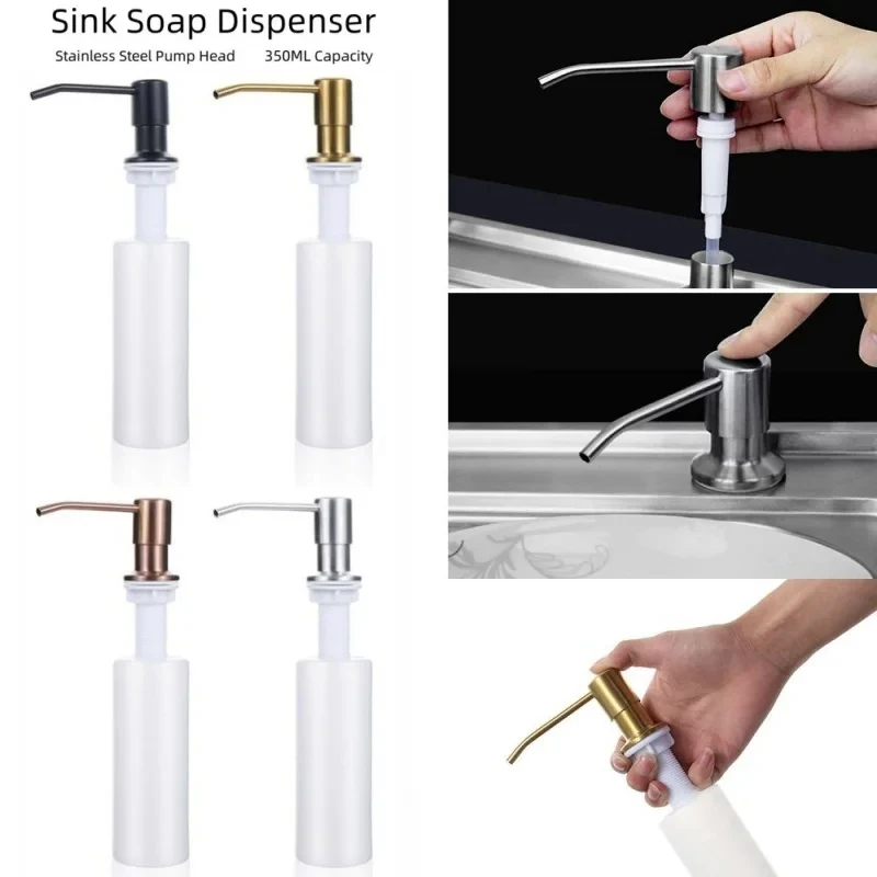 

350ml Stainless Steel Sink Soap Dispenser Liquid Soap Bottle Manually Pressing Soap Lotion Dispenser Kitchen Accessories Funnel