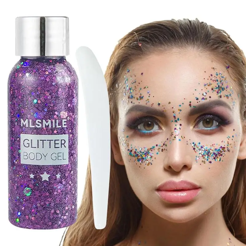 Gel de Sombra Multiusos Glitter para o Corpo, Lantejoulas Irregulares, Floco Brilhante, Holográfico, Rosto Festival, 30ml