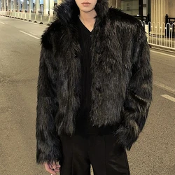 New Fashion Trend Solid Color Versatile Autumn And Winter Imitation Fur Coat Men'S Street Thick Warm Wool Coat Mens Clothing