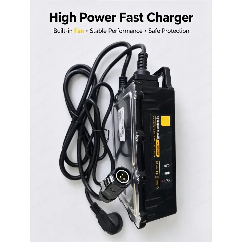 60V 12A Fast Battery Charger, Compatible with 60V 32Ah 38.5Ah 40Ah, 3-Stage Smart Charging for E-Bike
