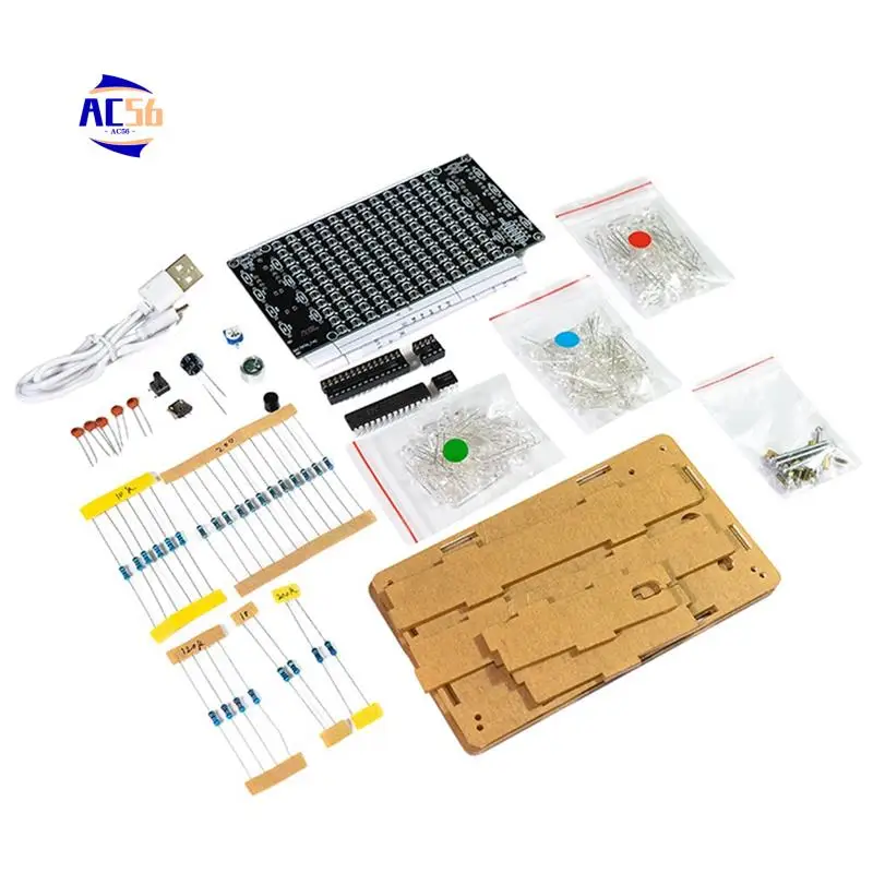 

AC56-DIY Soldering Kit Spectrum USB Mini Electronic Display Sound Activated Home Stereo Speaker DIY Kit For Leaning Soldering