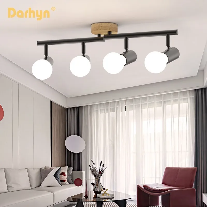 

Adjustable Angle Track Light Bedroom E27 Living Room Multi-Lamp Spotlight Spotlight Elm Retro Lamps Led Lighting Shop Lights