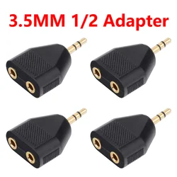 5/20PCS 3.5mm Stereo to 2-3.5mm Copper Gold Stereo 1 Male to Dual Female Jack Audio Y Splitter Headphone Adapter