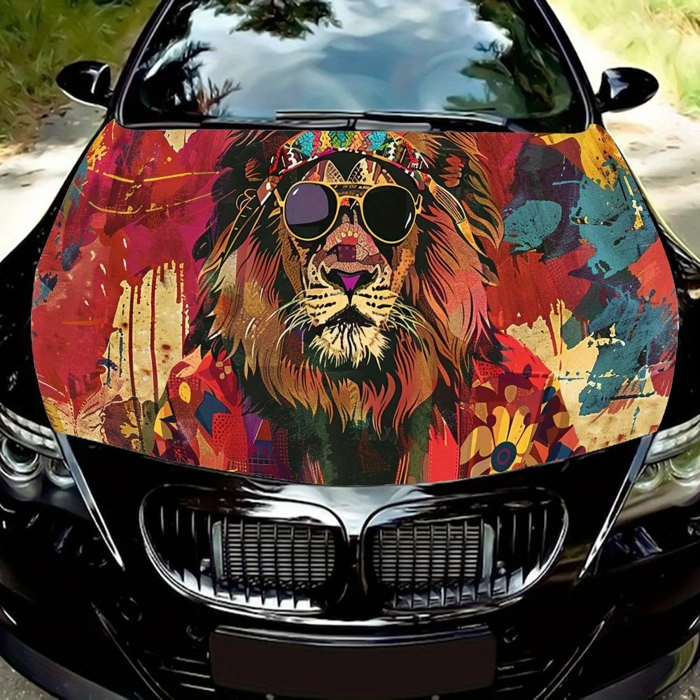 

Trendy Lion Print car hood stickers, waterproof self-adhesive, scratch resistant, easy to stick, durable car PVC stickers, car d