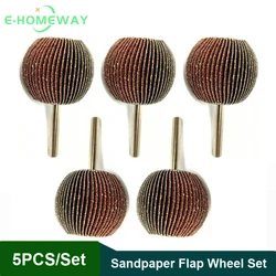 5PCS Spherical Sandpaper Flap Wheel 6mm(1/4