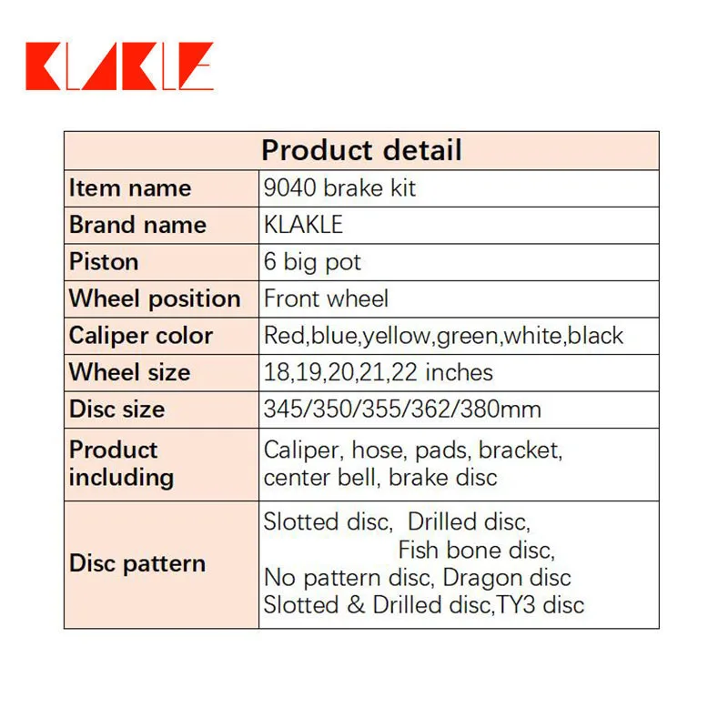KLAKLE Tuning Brake Systems 9040 Brake Caliper Kits 380*32mm Brake Rotor Disc for nissan Patrol Y61