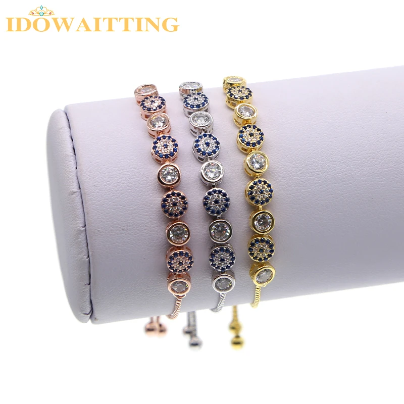 Nieuwe Mode Aanpassen Turkse Tennisketting Armband Luxe Ronde Blauwe Ogen Helder Kubisch Zirkoon Aaa + Cz Vrouwen Bruiloft Sieraden