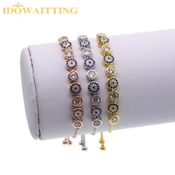 New Fashion Adjust Turkish Tennis Chain Bracelet Luxury Round Blue Eyes Clear Cubic Zircon AAA+ Cz Women Wedding Jewelry