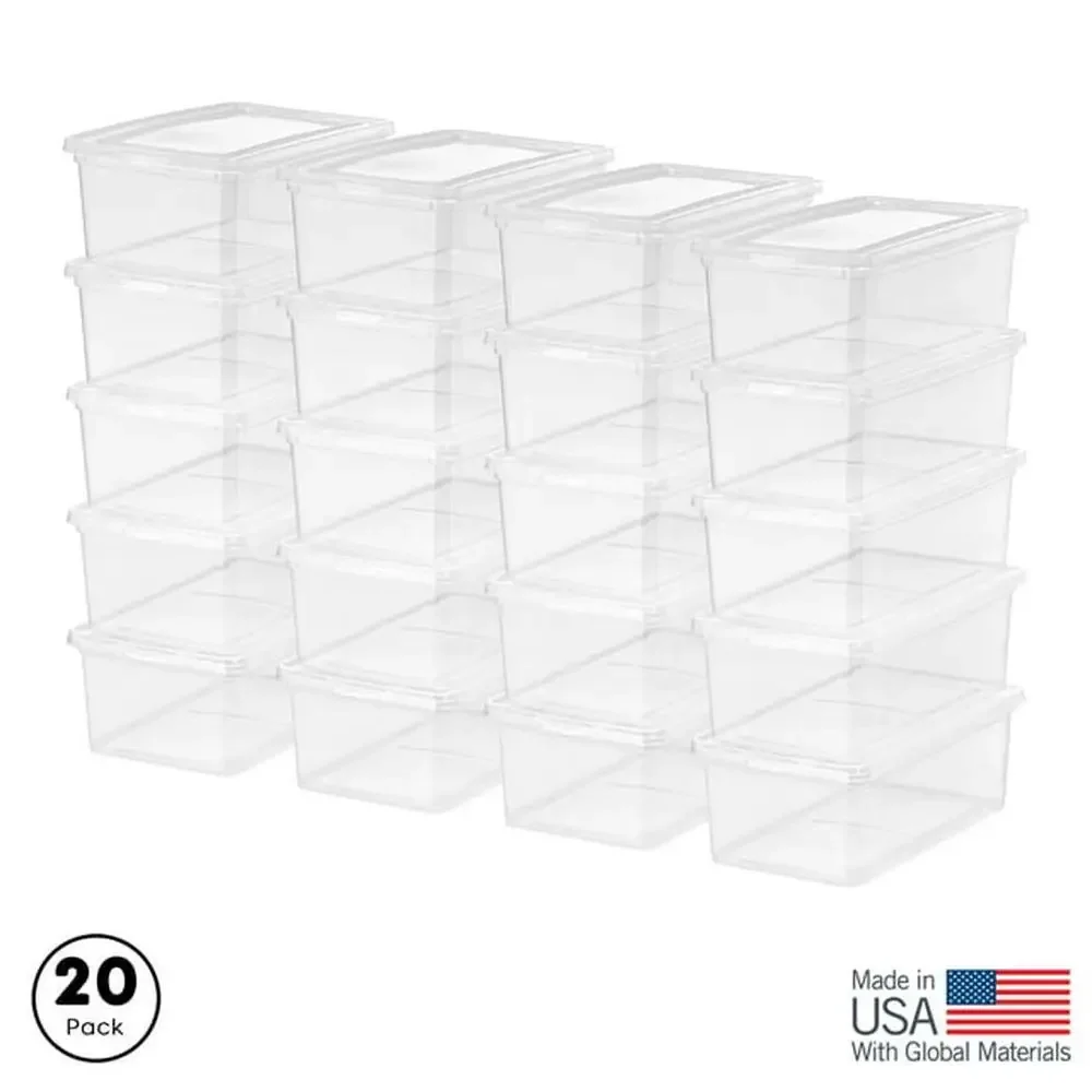 5 Qt. Clear Stackable Storage Bins with Lids Multipurpose Containers 20Pk Durable Modern Design Ideal Clothes Crafts and More