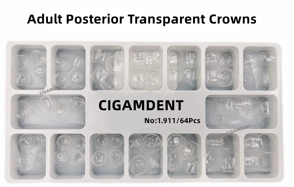 64 szt. Przednich przezroczystych koron dentystycznych dla dorosłych narzędzia dentystyczne 1.910 przedniej przezroczystej matrycy stomatologicznej