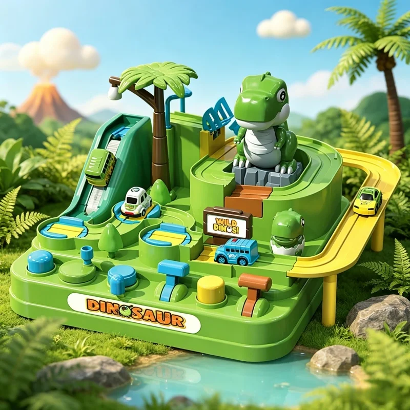 Dinosaur Adventure Race Track Toys for Kids DIY Assembled Games Sliding Racing Track Car Children Christmas Desktop Toy Gifts