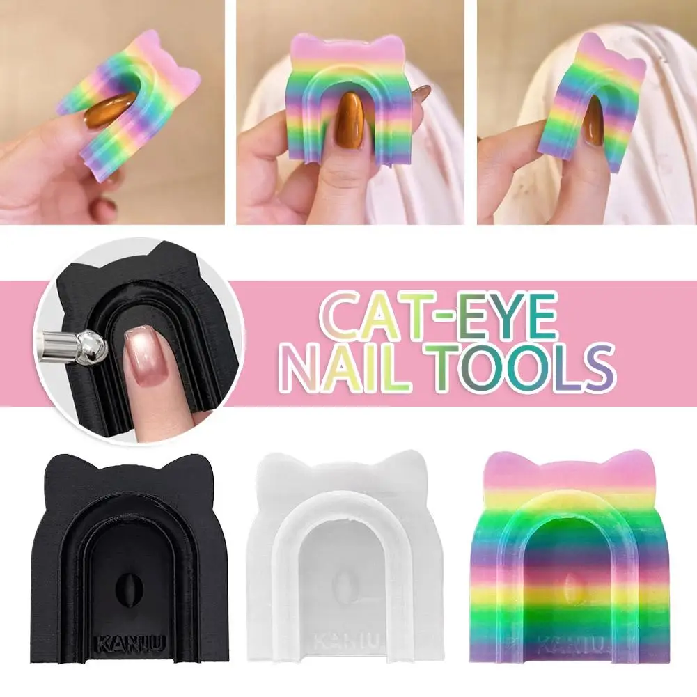 Cat Eye Auxiliary Tool, Professional Portable Nail Glass Kit, Eye Salon DIY Cat Nail Effect Art Mirror U1P0