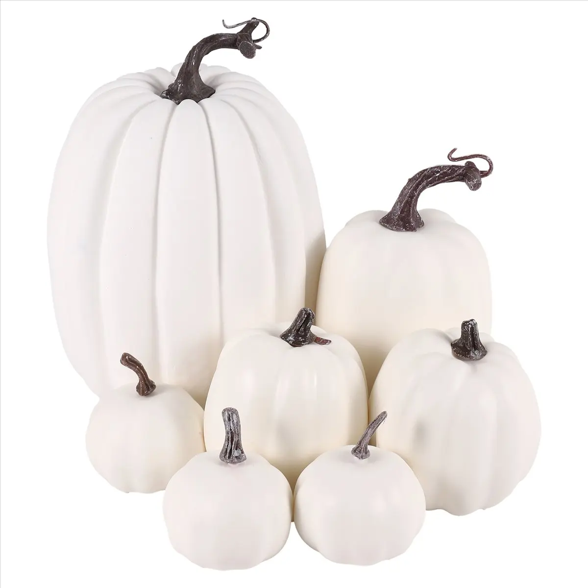 HITL Halloween White Artificial Pumpkin Decoration Foam Pumpkin Desktop Core Thanksgiving Halloween Decoration 7 Pieces
