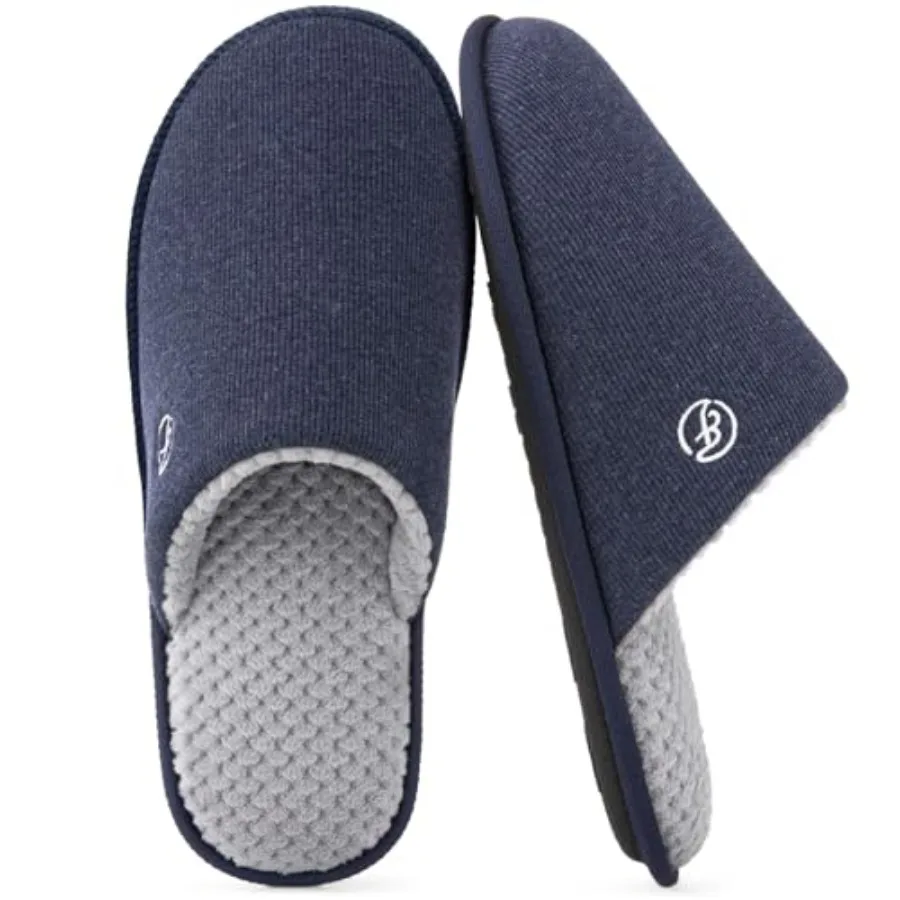 

Мужские хлопковые вязаные тапочки EverFoams с легкой подошвой из пены с эффектом памяти и противоскользящим покрытием для дома