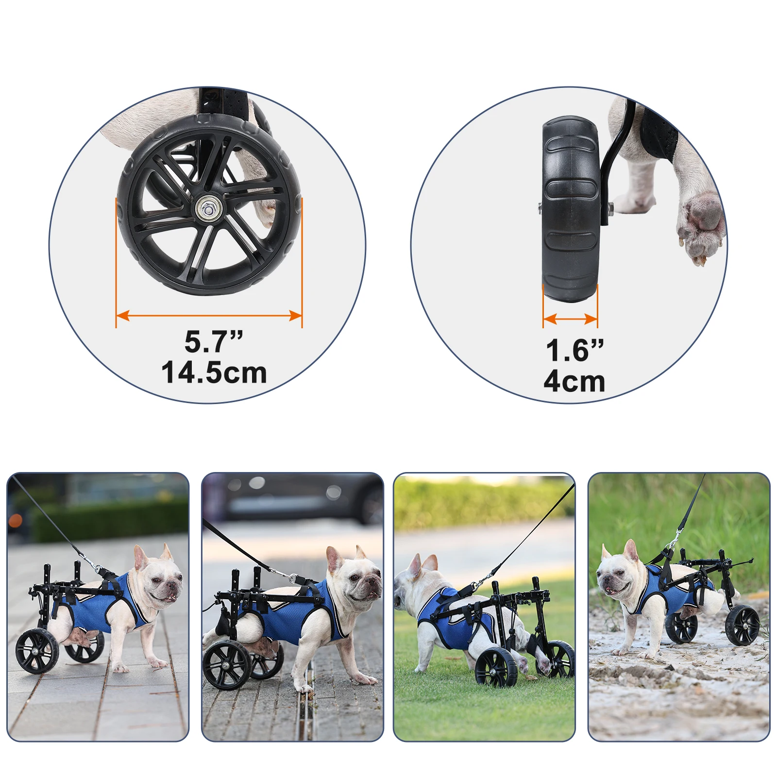 Big Wheel Dog Wheelchair For Back Legs Adjustable Mobility Aids For Disabled Pets Dog Leg Brace And Hip Support Adaptable