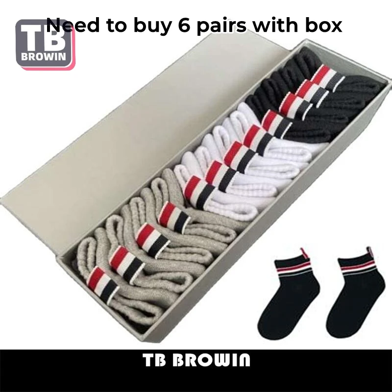 TB-calcetines tobilleros a rayas RWB para hombre, medias de algodón de punto, informales, cómodas, Harajuku, Unisex