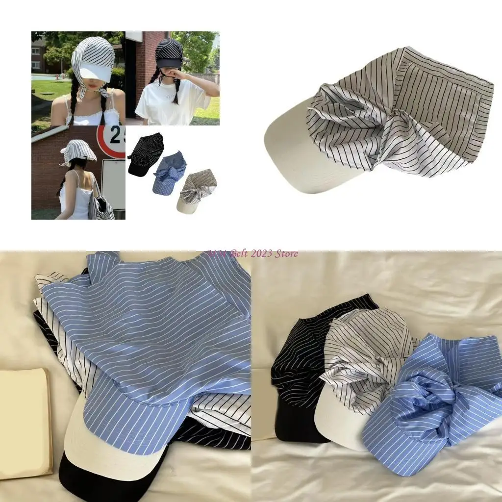 49ME Adjustable Strap Stripe Caps Bandana Baseball Hat for Fashion Lover Outdoor Wear