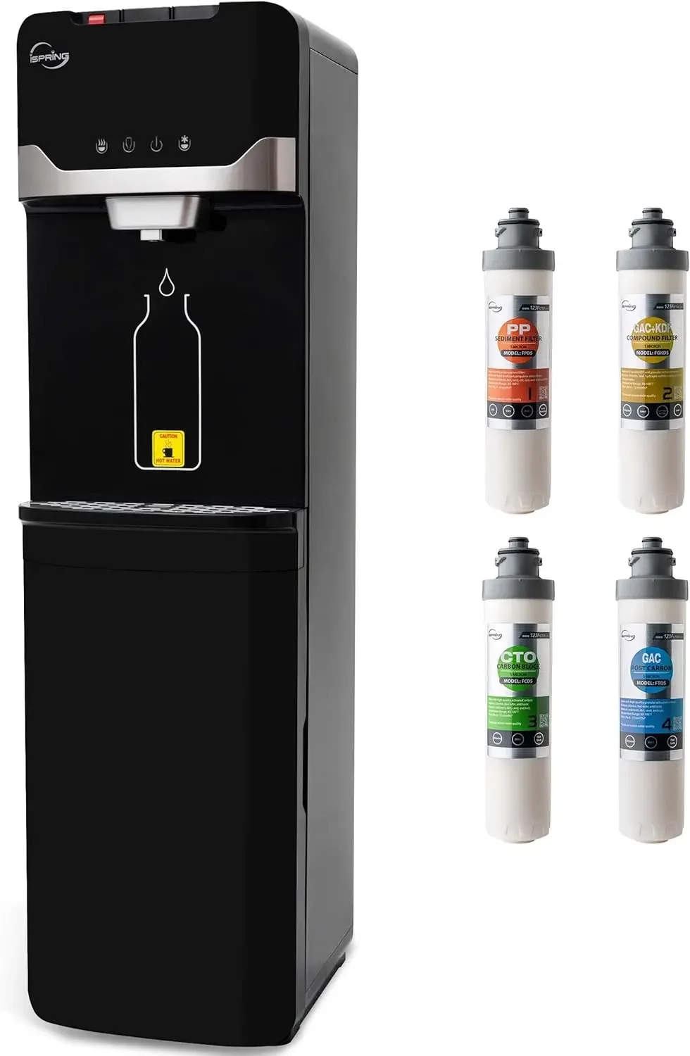 DS4B Bottleless Water Cooler Dispenser, Self Cleaning, Hot, Cold, and Room Temperature Settings, Free-Standing Water Cooler