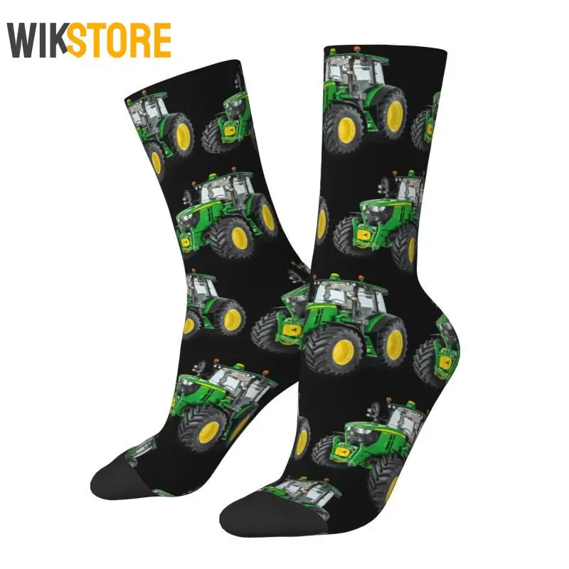 

Fun Men Women Male Tractor Dress Socks Unisex Hip Hop Happy Crew Socks Non-Slip Running Sport Socks