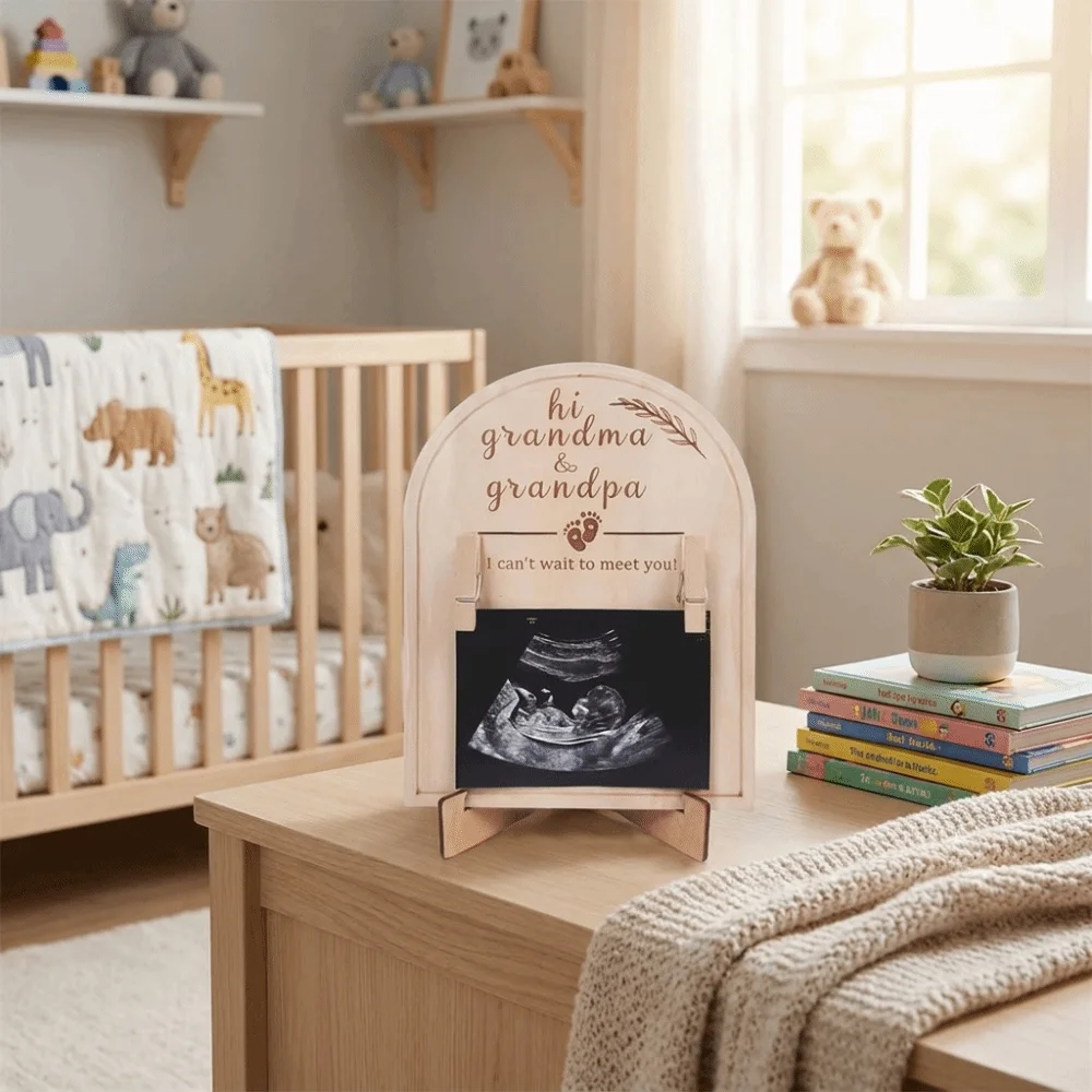 Wooden Stands Baby Ultrasound Frame Maternity Gift Stable Pregnancy Gift Frame Sentimental Rustic Sonogram Picture Frame