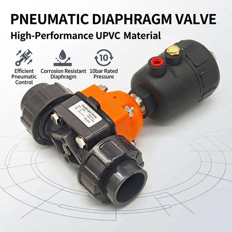 DN15 DN20 DN25 DN50 UPVC Pneumatic Diaphragm Valve Corrosion Resistant Plastic Air Operated Valve for Chemical Water Control