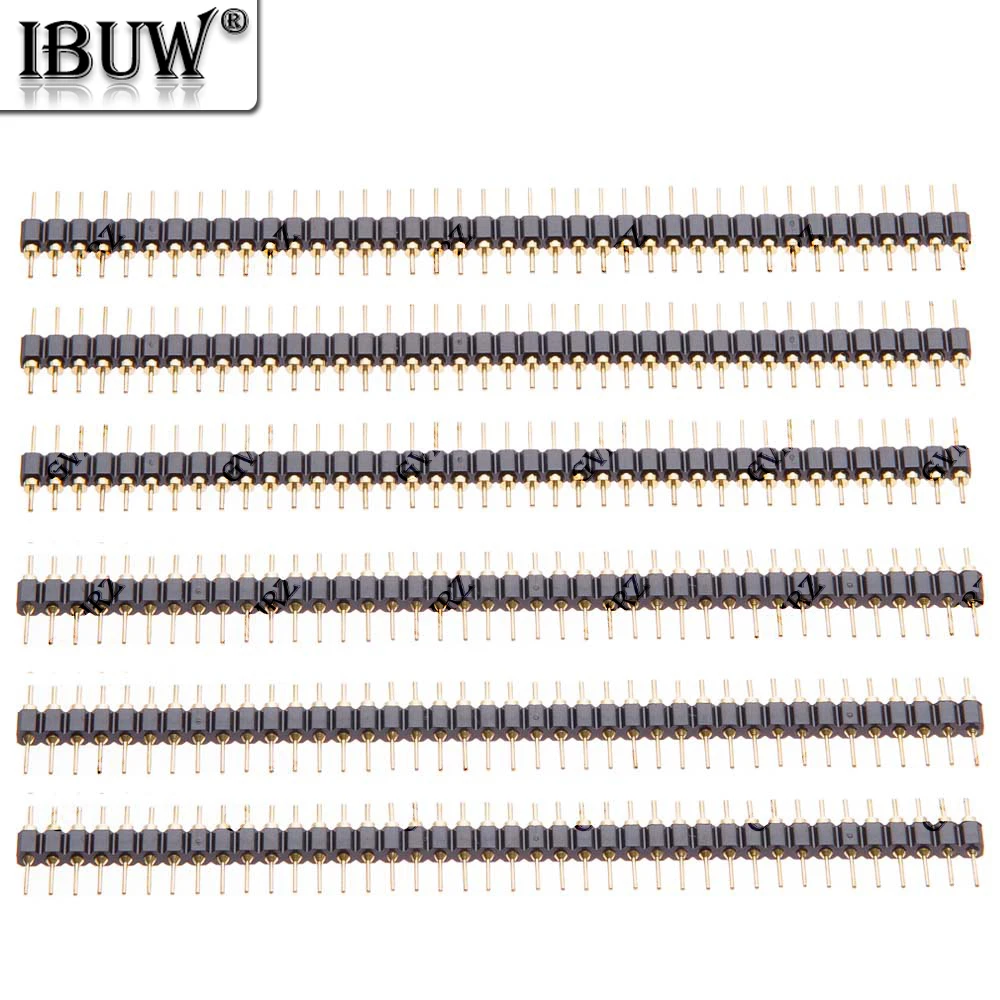 5PCS 2.54mm Pin Connector Strip Round Needle 1x40 Connector 40Pin Header Strip Male Header Single Row 40 Pin 2.54mm 40P 2.54mm