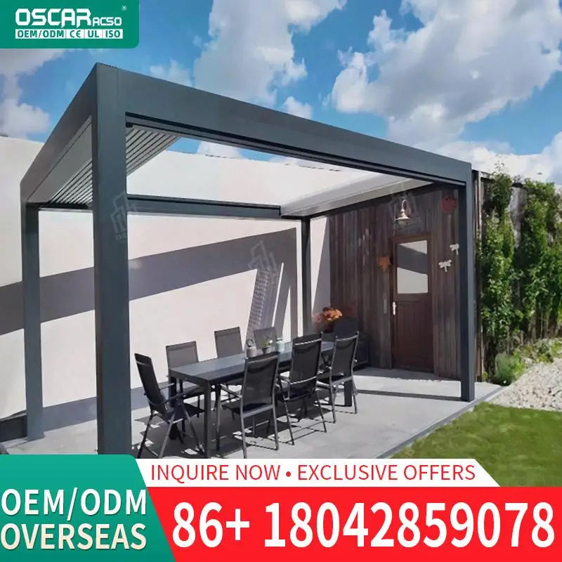 

Motorized Rainproof Outdoor Louvered Aluminum Gazebo for Garden Patio Yard Use Pergola