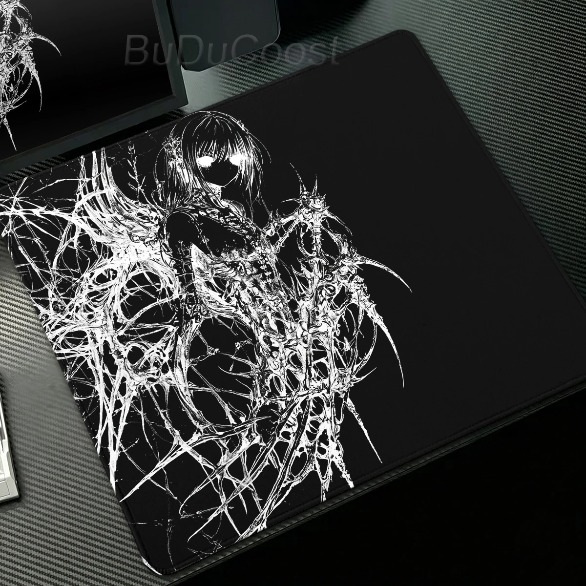 Black White Goth Style Girl Small Mouse Pad Laptop PC Keyboard Desk Mat Gaming Mousepad Office Accessorie Non-Slip Rubber Carpet