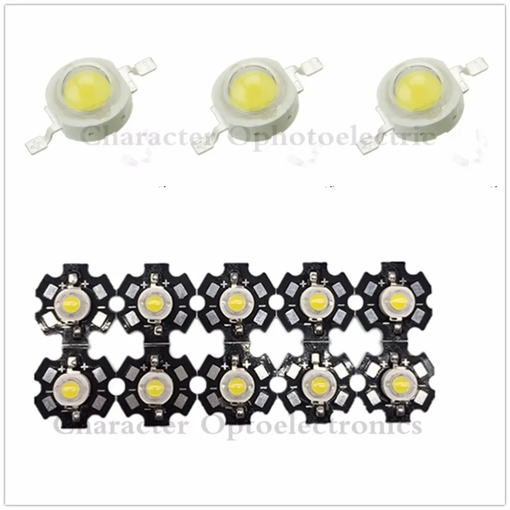 100pcs 3W Warm white Neutral white  Cool White 10000K 20000K 30000K High Power LED light+20mm star pcb base