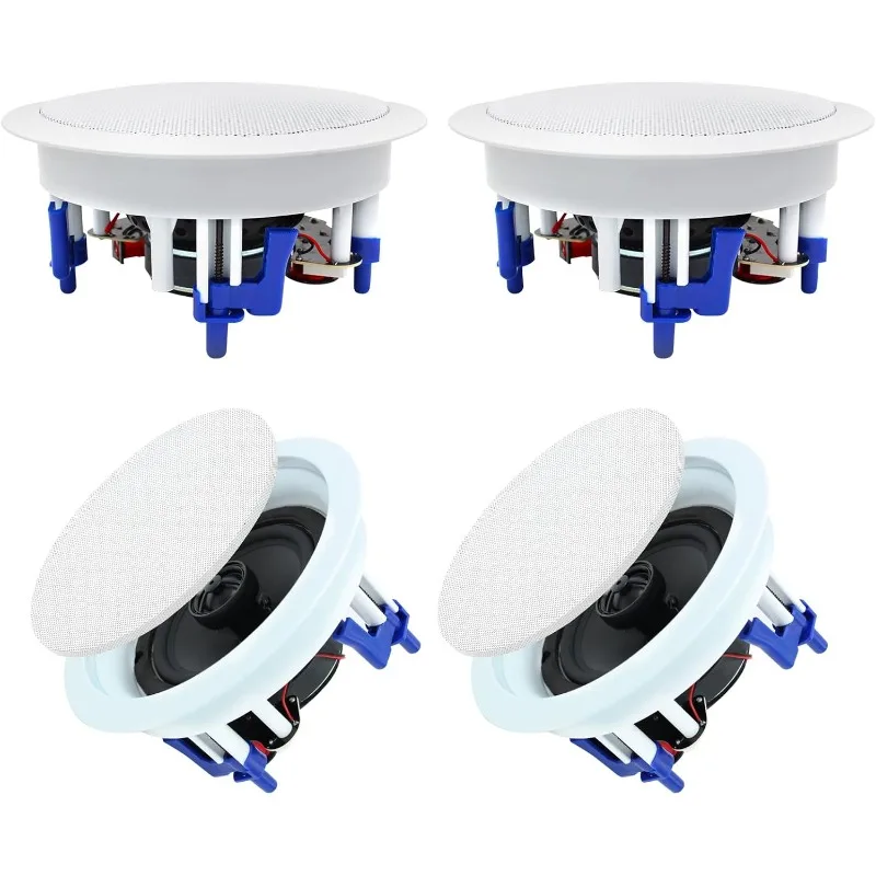 5.25” Flush Mount Bluetooth Ceiling Speaker System Max Power 600 Watts Great for Humid Indoor Outdoor, Kitchen