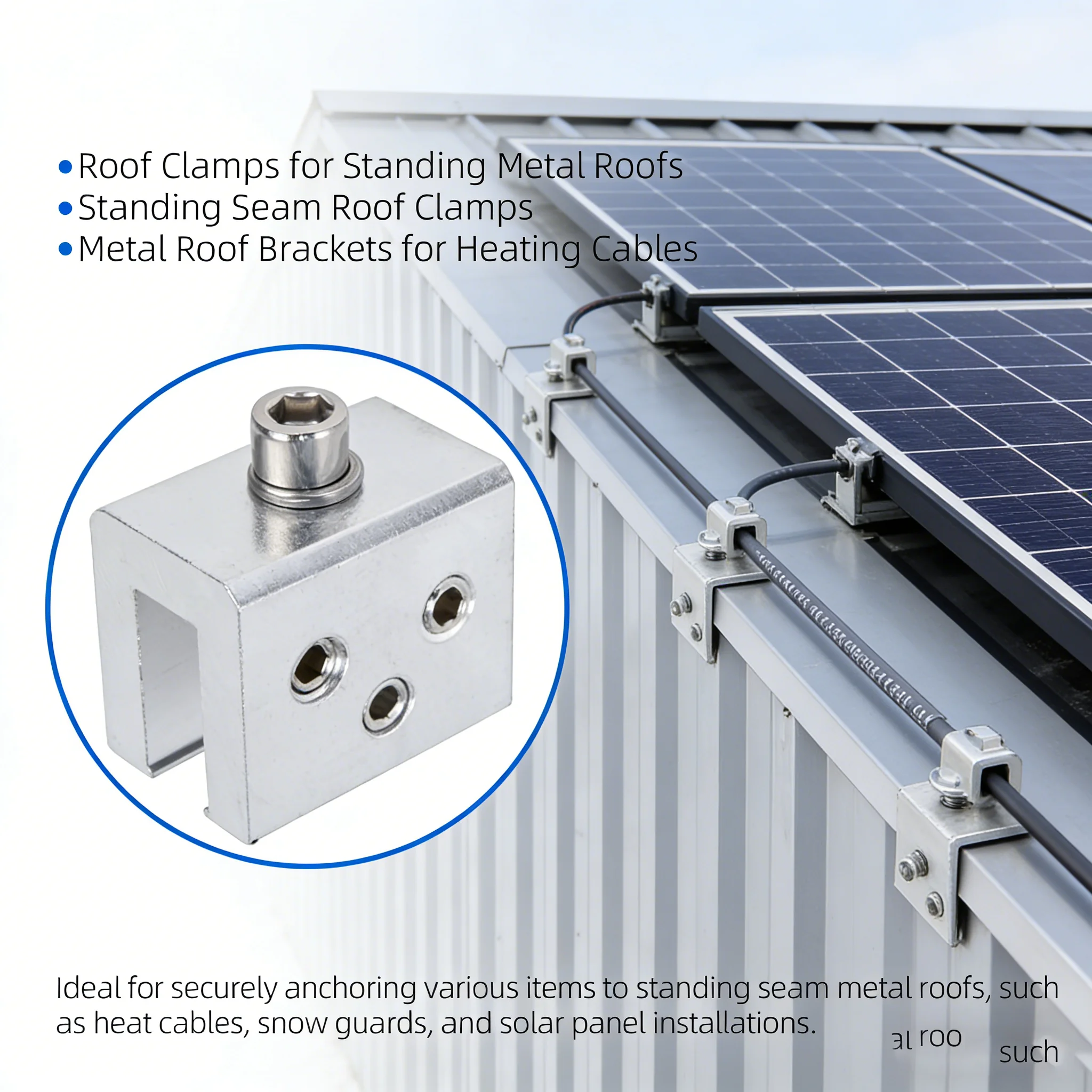 Solar Panel Roof Clamps For Standing Seam Metal Roofs Aluminum Mounting Brackets Clamp Bracket For Flat Roof PV Mounting Rail