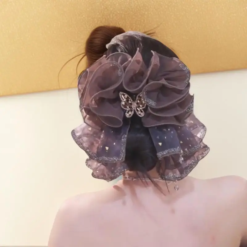 كبير القوس شبكة دبوس الشعر مزاجه أنيقة النساء مشبك شعر الأميرة غطاء الرأس موضة خفيفة فاخرة انتزاع كليب إكسسوارات الشعر #6