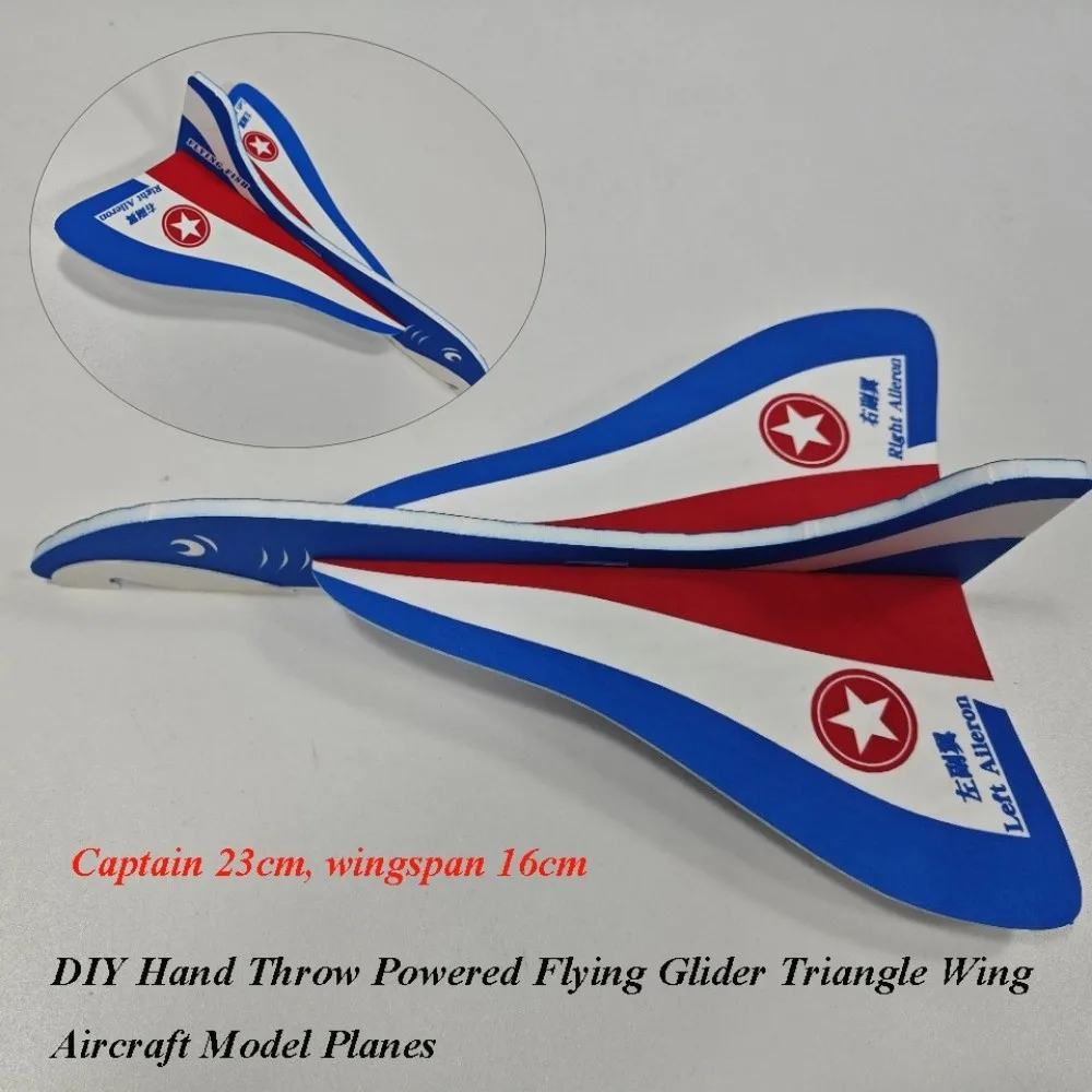 

New DIY Hand Throw Powered Flying Glider Triangle Wing 23*16cm Outdoor Airplane Glider Aircraft Model Planes For Children