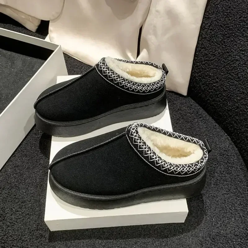 Nieuwe Winter Retro Vrouwen Sneeuw Warm Suède Lederen Luie Loafers Laarzen Schoenen Vrouw Dame Dames Platte Bottine Laarzen Mujer Schoenen